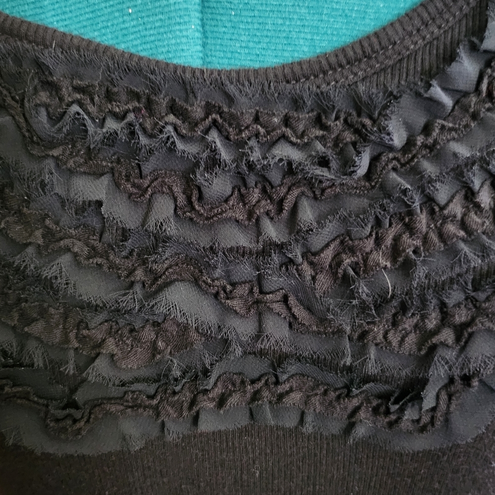 Lightly Used Black Ruffle Scoop Neck Tank Top - Women - Picture 2 of 7